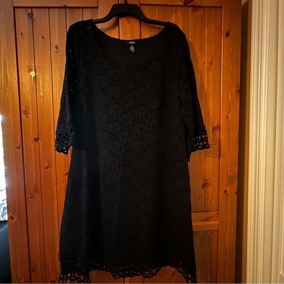 ALFANI Black Lace Sheath Dress with Cutout Trim – Size XL - Picture 2 of 5